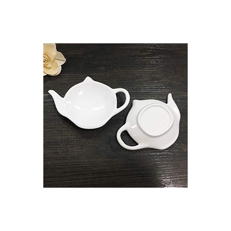 Sizikato 4pcs Pure White Ceramic Tea Bag Holder Tea Bag