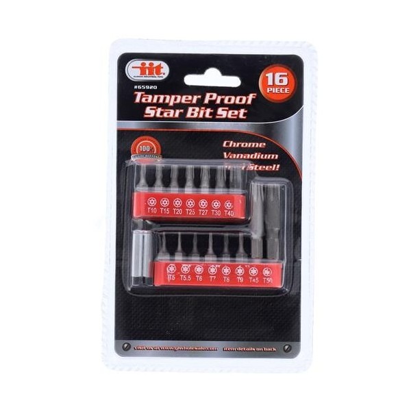 IIT 16pc Tamper Proof and Solid Star Bits 6pt Security