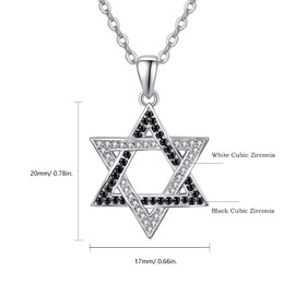 TANGPOET Star of David Necklace for Women Jewish Delicate 925 Sterling Silver Cubic Zirconia CZ Star Pendant Star of David Jewellery for Women Girls, Sterling Silver