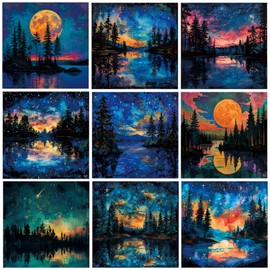 TWBB 9 Pack Diamond Painting,DIY 5D Diamond Painting Kits for Adults & Kids,Diamond Art Kits for Adults Full,Moon Pattern Diamond Painting,12x12 inch
