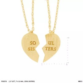 Unbranded GOLD DIPPED TWO NECKLACE SOUL SISTERS HEARTS ( 9281 G )