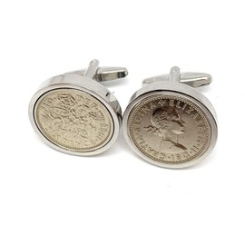 Premium 1966 Original Lucky Sixpence 6d birthday/Anniversary Cufflinks ideal for a 59th birthday HT SLV