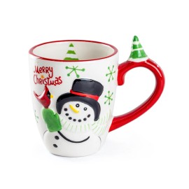 Potter's Studio Grace Teaware Merry Christmas Snowman and Cardinal 14oz Mug