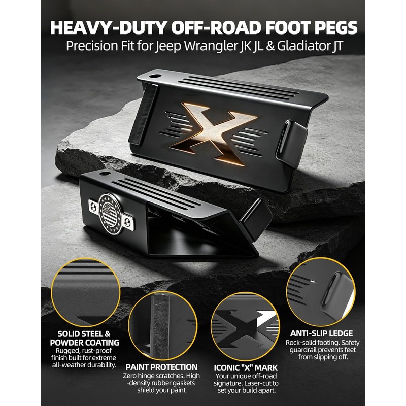 120° Footrest Pedal Compatible with Jeep Wrangler JK JL &