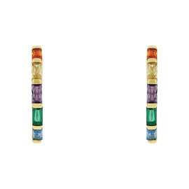 s.Oliver 2035503 Women's Creole Earrings 925 Sterling Silver with Synthetic Zirconia 2 cm Gold Comes in Jewellery Gift Box, Sterling Silver, Created Cubic Zirconia
