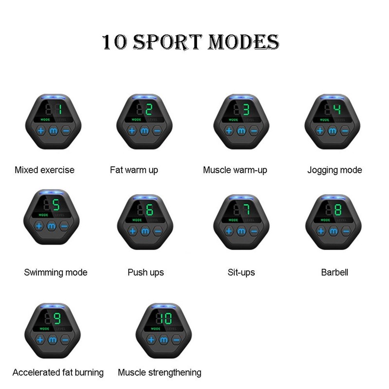 Abdominal Muscle Trainer 10 Modes PU Leather USB Rechargeable Micro