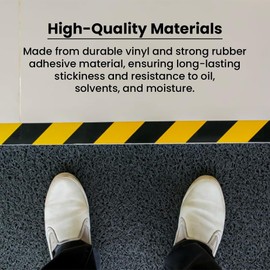 Black & Yellow Floor Marking Tape 48mm x 33m – Heavy Duty LDPE Hazard Lane Tape for High Visibility & Safety Marking | Anti-Slip & Durable