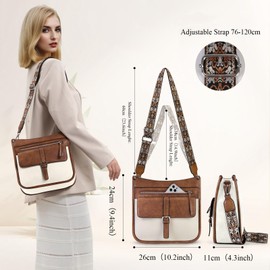 Crossbody Bag for Women Waterproof Leather Crossbody Purses for Women Lightweight Shoulder Bag With Adjustable Shoulder Strap, White