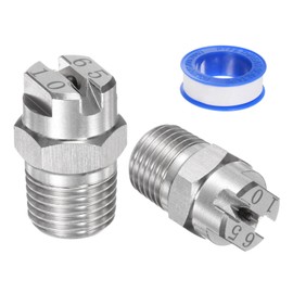 M METERXITY 2-Pack Flat Fan Spray Tip, 65 Degree 1/4BSPT Male Stainless Steel Pressure Washer Nozzles Cleaner Nozzle Replacement W Sealing Tape for Water Guns (2mm Orifice)