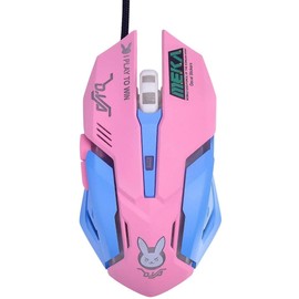 Greshare Gaming Mouse,7 Colors Backlit Optical Game Mice Ergonomic USB Wired with 2400 DPI and 6 Buttons 4 Shooting for Computer/Win/Mac/Linux/Andriod/iOS. (Pink & Blue)