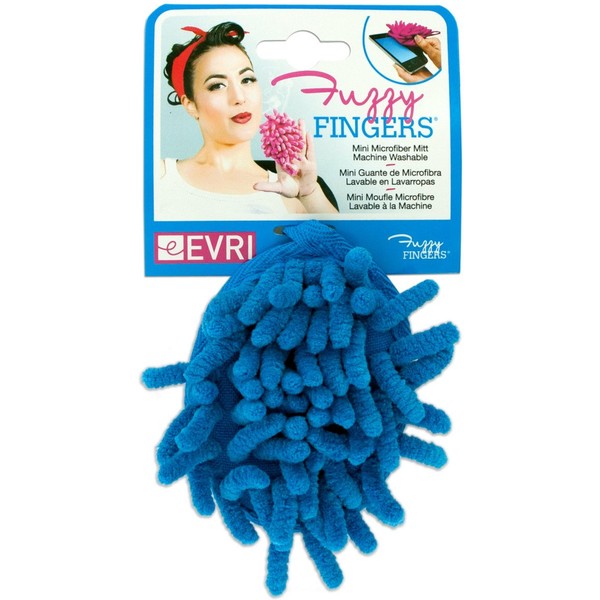 Kole Imports Blue Fuzzy Fingers Mini Microfiber Mitt