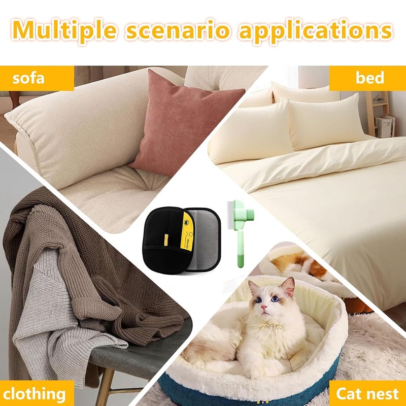 3 Stück Tierhaarentferner Handschuh, Selbstreinigender Flohkamm für Haustiere, Elektrostatische Tierhaarentfernungs