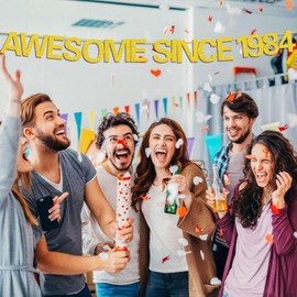 40th Birthday Decorations for Men Women, 40th Birthday Banner, 40th Birthday Banner Gold Glittery