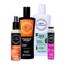 Tutanat Tutanat Detangling Rescue Bundle - Pocket Edition Smoother, Reconstruction Protein Cascade & Conditioner, Vegan Shampoo