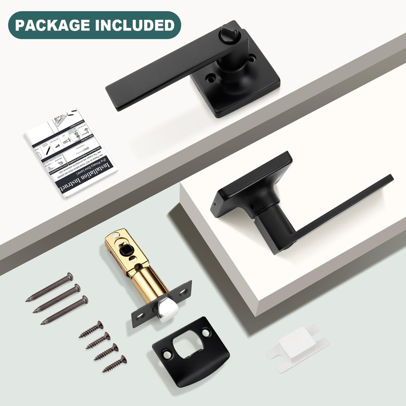 GOBEKOR 6 Pack Matte Black Door Handle Privacy Door Levers