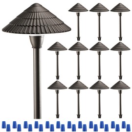 LEONLITE 12-Pack LED Low Voltage Landscape Lights, 3W Cast-Aluminum 12-24V Pathway Light, 4000K Cool White Waterproof Path Lights, ETL Listed Landscape Lighting Wired for Yard Lawn, Bronze