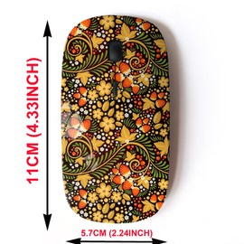 mouse inalámbrico 2.4G con bonito diseño de patrón para todos los portátiles y computadoras de computadora con nano receptor, festivo, khokhloma tradicional