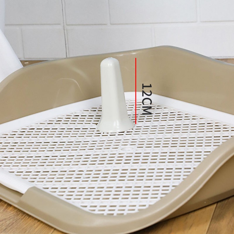 Dog Potty Tray with Raised Fences Removable Mesh Grid Pad