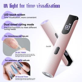 Romon Mini Lampada UV LED Unghie, USB Ricaricabile e Portatile, Lampada UV Unghie Piccola 3W, Lampada Gel Unghie con Supporto, 20/60 Timer, per Asciuga Unghie Salone di Casa,Rosa