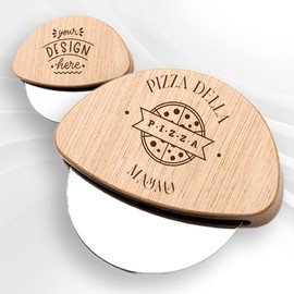 Pizzaschneider aus Bambus & Edelstahl – personalisiert mit Text oder Logo (RONY)