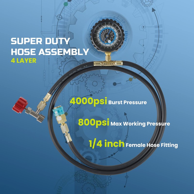 Lichamp R1234yf Refrigerant Recharge Kit, AC R134a 1234yf Gauge Set