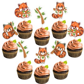 Sursurprise Red Panda Party Decorations, 36PCS Red Panda Cupcake Toppers, Red Panda Birthday Baby Shower Decorations Party Supplies