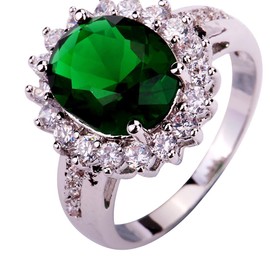 YAZILIND Lady's Silver Plated Flower Shape Gemstone Zircon Ring for Women Jewelry Size6