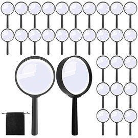 Elcoho 100 Pack Handheld Magnifier Plastic Magnifying Glass for Reading Jewelry Home Office Desk Accessories with Storage Bag