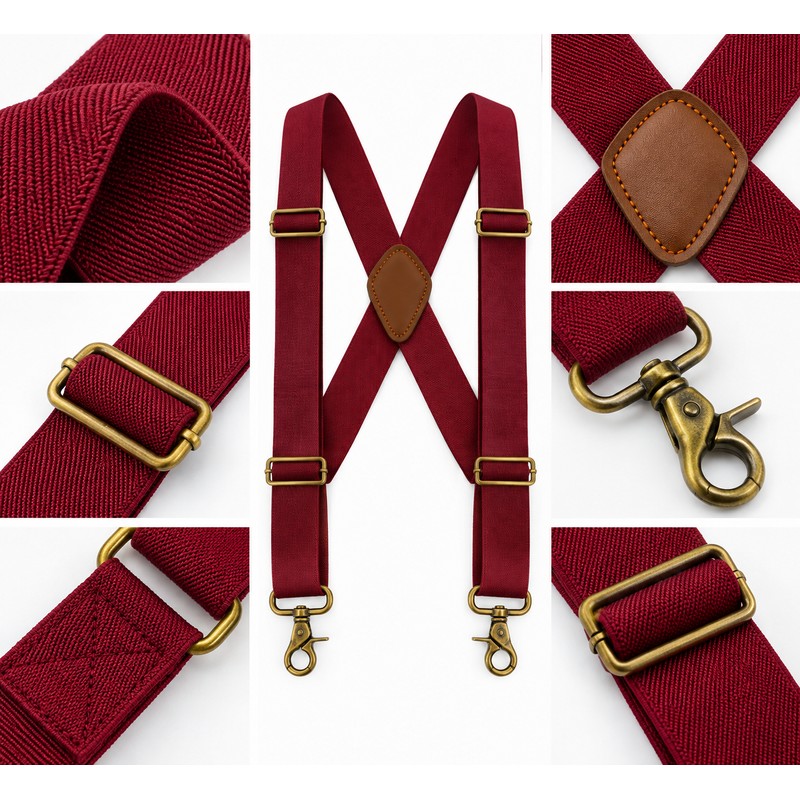 Men's X-Back Suspenders for Pants – 3.5cm Wide Adjustable Elastic