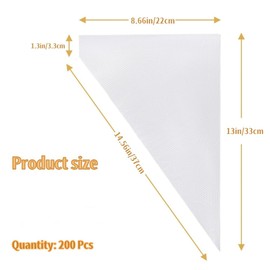 Lovgrin Transparente Bolsas para Manga Pastelera, Crema Pastelera, 200Pz Bolsas de Glaseado de Pasteleria para Cocinar Pasteles, Galletas Y Postres 23 * 33cm