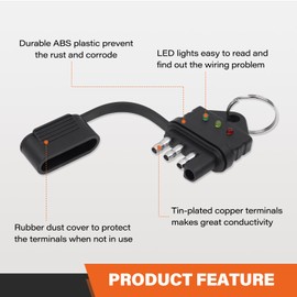 VKVXCLON 4 Way Flat Trailer Circuit Tester 4 Pin Trailer Plug Tester 4 Pin Trailer Tester Connector Trailer Wiring Tester 4-Pin Straight Trailer Light Wire Circuit Tester Car Accessories