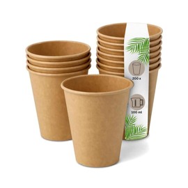DeinPack 200 Espresso Cups 100 ml 4 oz Environmentally Friendly Coffee Cups I Paper Cups Brown Unbleached I Espresso Cups Tasting Cups Drinking Cups I Coffee to Go Disposable Cups Biodegradable