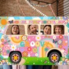 Lecheme Hippie Party Decorations Groovy Bus Banner 60s Daisy Backdrop