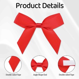 Styquenzer 40 PCS Red Satin Ribbon Bows Self Adhesive Bows for Luxury Gift Wrapping Small Tied Ribbon Adhesive Bow for DIY Satin Ribbon Bows for Brithday Christmas Party Gift Wrap Bows for Bags