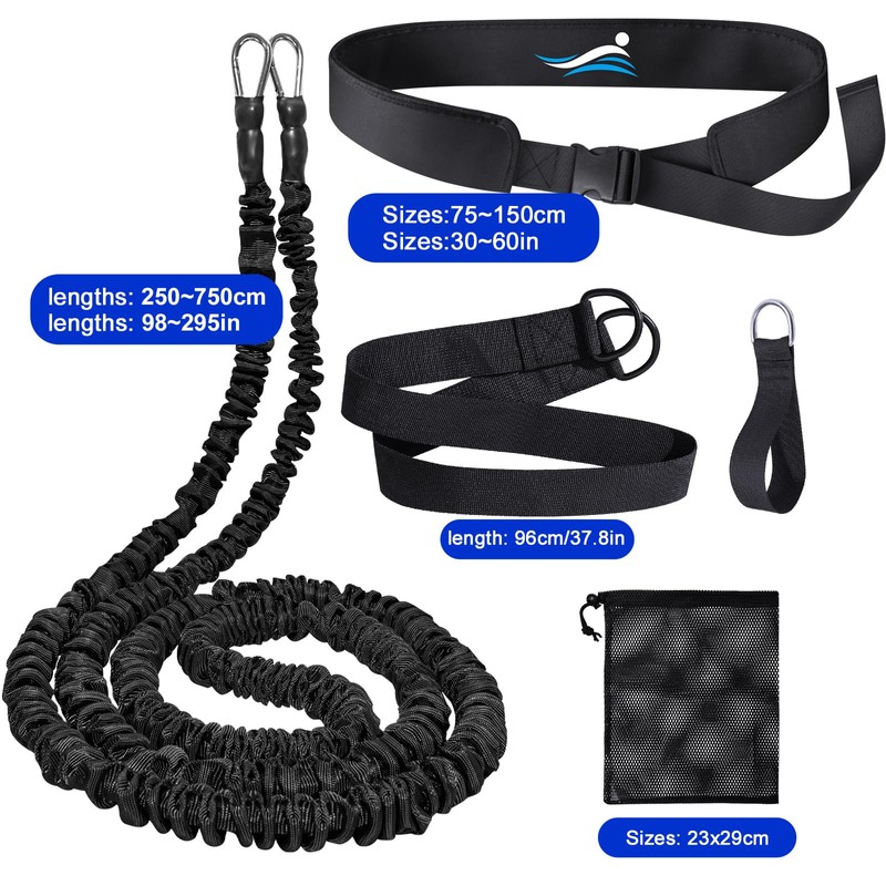 Swimming Training Belt, 2.5-7.5M Adjustable Swimming Resistance Bands, Static Swimming