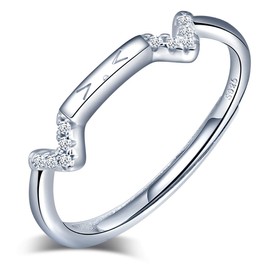 Yumilok Women's Rings Adjustable Open Women's Cute Cat Ears Cat Ring Anniversary Ring Trust Ring 925 Sterling Silver for Women Girls, Sterling Silver Sterling silver Zirconia, Cubic Zirconia