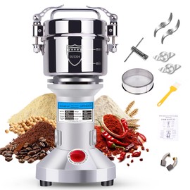 Greatrue 550g Electric Grain Mill Grinder, 304 Stainless Steel Flour Mill, 2000W High Speed Spice Grinder, Electric Grain Mill for Dry Wheat, Oats, Corn, Pepper and Coffee Beans