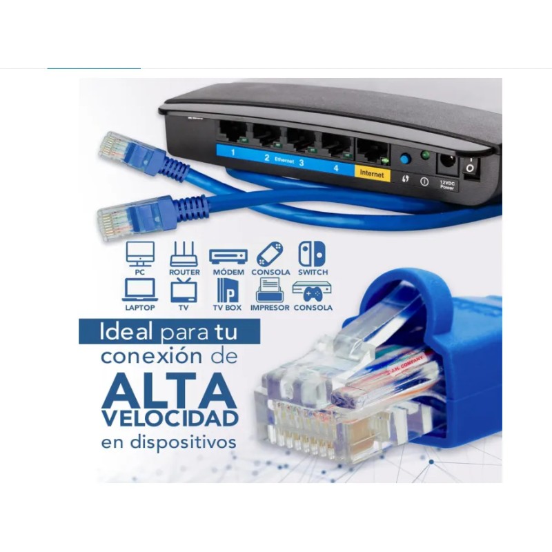 Cable Ethernet Cat5e 7.5m Azul Flexible - Tecnologiaparra
