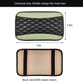 KVAEY Car Center Console Cushion Pad, 12.6 × 7.48 Inches Waterproof Car Armrest Seat Box Cover, PU Leather Armrest Cover Protector for Most Vehicle, Universal Car Interior Accessories (Green)