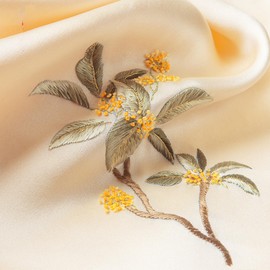 Aorieserica 100% Mulberry Silk Scarf, 21.65"x21.65" Square Shawl Wrap Headscarf and Neck Scarf 2 Layer Lightweight Floral Flower Scarves with Gift Packed for Women