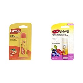 2 Pack Balsamo Hidratante para Labios Original Tubo sabor Fresa 10 gr  Balsamo Hidratante Naturally Frutos Rojos 4.25 gr                              