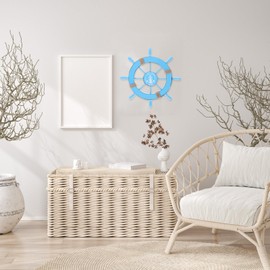 ROSENICE Steering Wheel with Anchor Wooden Wall Decoration Maritime Decoration