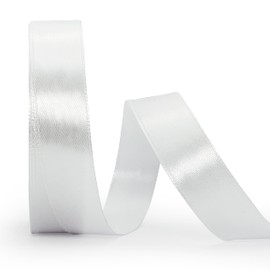 White Ribbon 3/4 Inch, 25 Yards/roll Solid Satin Ribbon for Gift Wrapping, Bow & Eternal Flower Making, Floral Bouquets, Party Decoration.