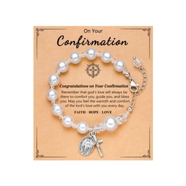 UNGENT THEM Confirmation Gifts for Teen Girls Teenage Girl Catholic Rosary Cross Bracelet Confirmation Sponsor Christian Easter Religious Gifts for Girls