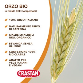 CRASTAN 1870 - Cialde ESE Compostabili - Orzo Biologico - Box da 18 Cialde - Compatibili con Macchine Espresso - Naturalmente privo di Caffeina e di Zuccheri
