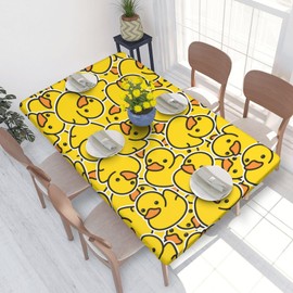 ASYG Duck Print Tablecloths Rectangle (30"x 48"), Cute Duck Table Cover Reusable Decor for Dining Outdoor Party