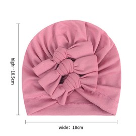 IBLUELOVER Baby Turban Hat Cotton India Cap Bowknot Beanie Turban Muslim Islamic Headwrap Hijab Cap Newborn Bonnet Hat Hospital Wrap Hat for Baby Boys Girls 0-18 Months Pink