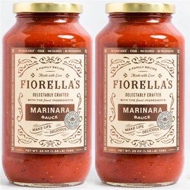 Fiorella's Marinara Pasta Sauce - Tomato Sauce Made with Fresh Ingredients - No Sugar Added, Vegan, Gluten Free, No Preservatives Added, Pasta Sauce, 25 Oz (Pack of 2)
