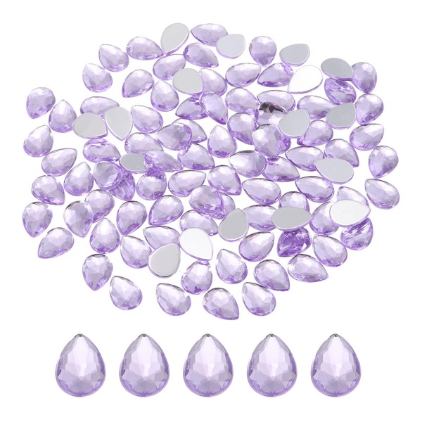 MECCANIXITY 200PCS Flat Back Acrylic Teardrop Gems 10x14mm Artificial Rhinestones