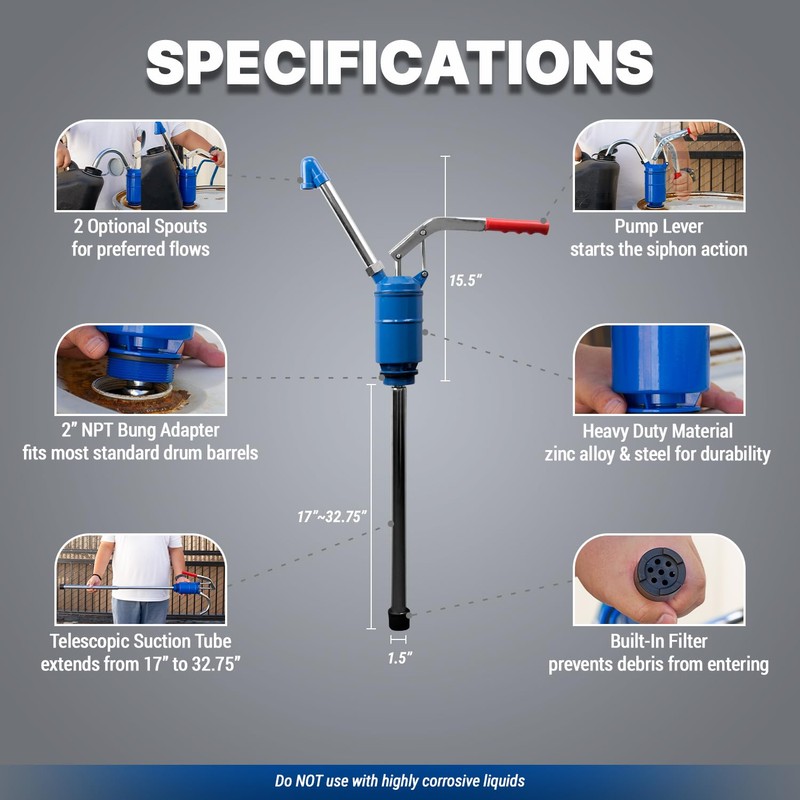 TERA PUMP Lever-Action Drum Pump – Manual High-Efficiency Fluid Transfer